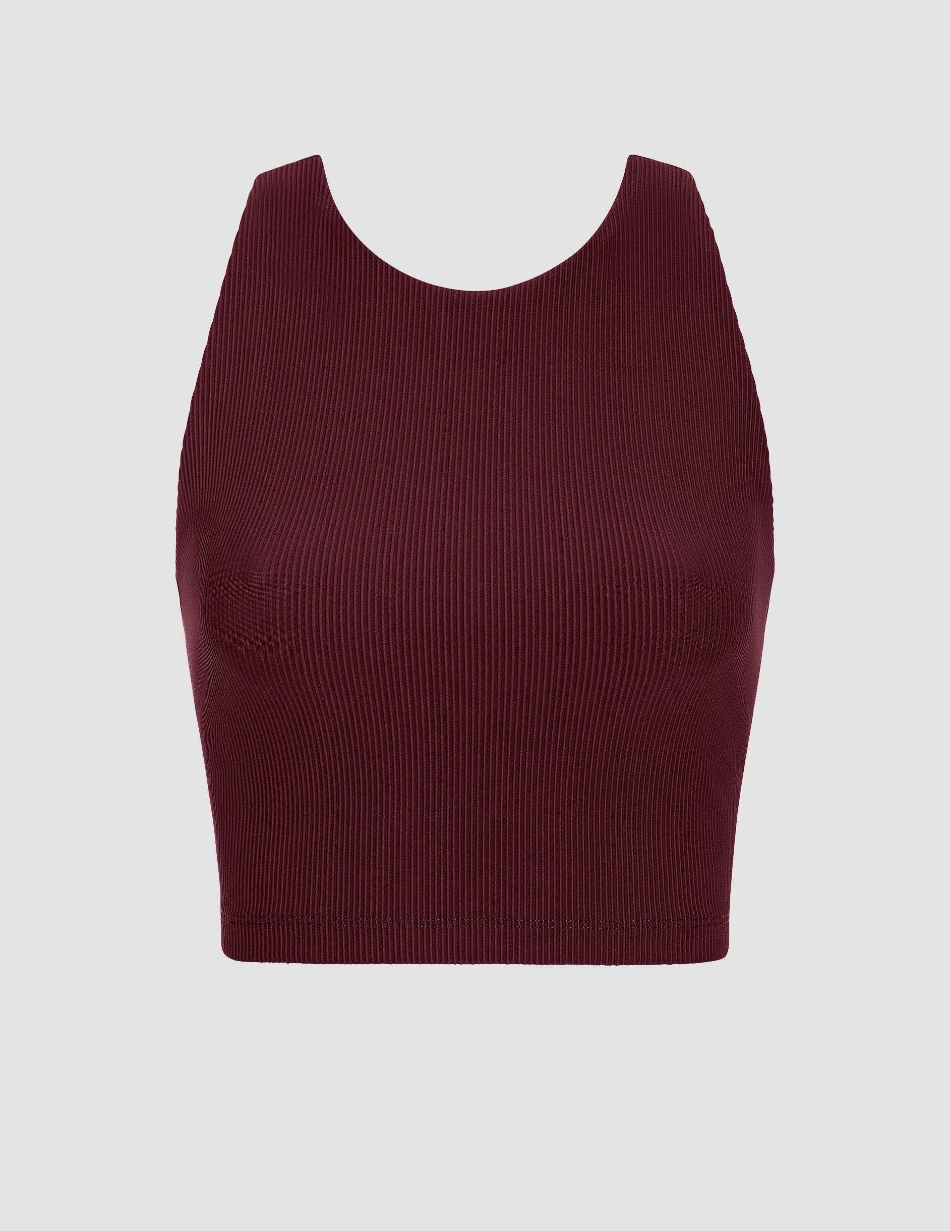 Beyond Yoga Refocus Ribbed Cropped Tank: High-Neck, Built-in Bra, Soft Compression