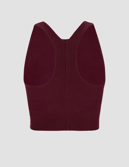 Beyond Yoga Refocus Ribbed Cropped Tank: High-Neck, Built-in Bra, Soft Compression