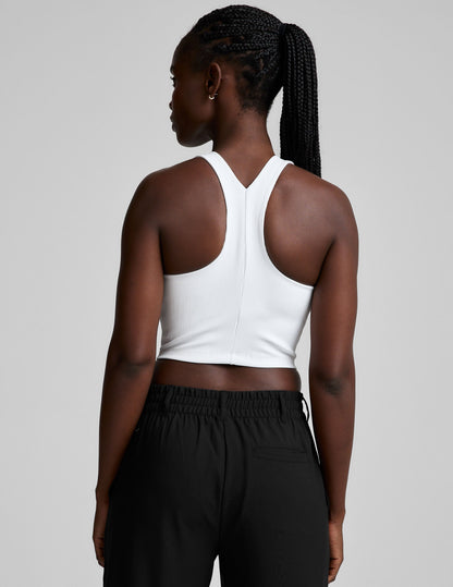 Beyond Yoga Refocus Ribbed Cropped Tank Top: High-Neck, Built-in Bra, Soft Compression