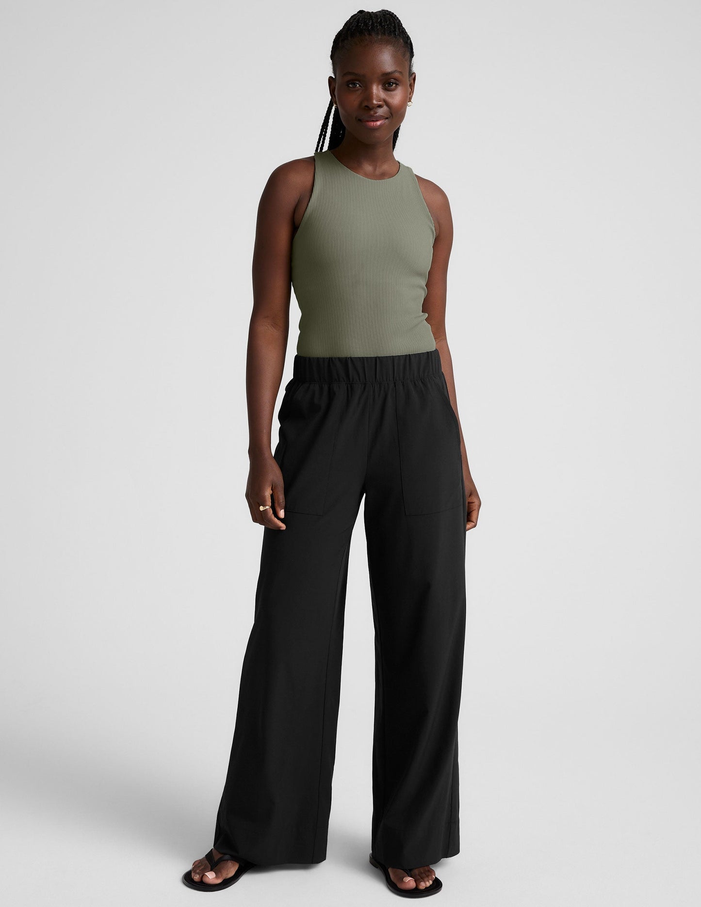 Refocus Ribbed Classic High-Neck Racerback Tank - Soft Compression, Moisture-Wicking