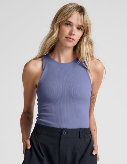 Beyond Yoga Refocus Ribbed High-Neck Tank Top: Supportive, Wicking, Flattering Fit