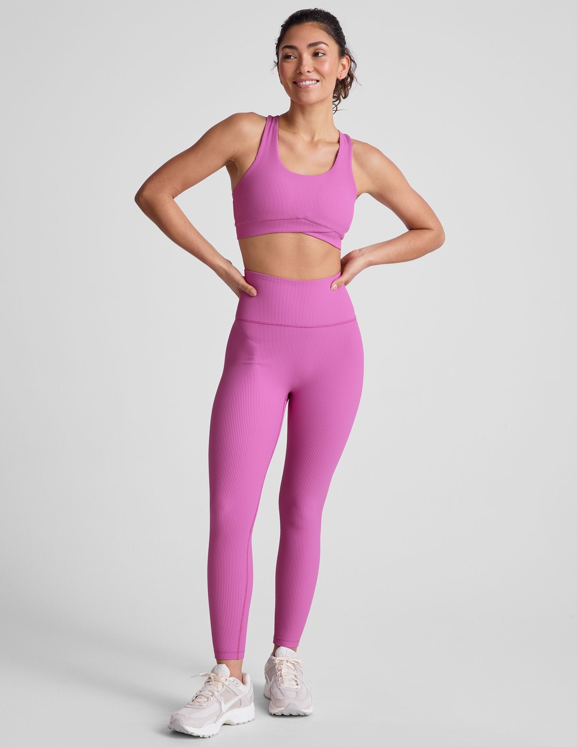 Beyond Yoga Impulse Ribbed Medium Support Racerback Bra with Removable Pads