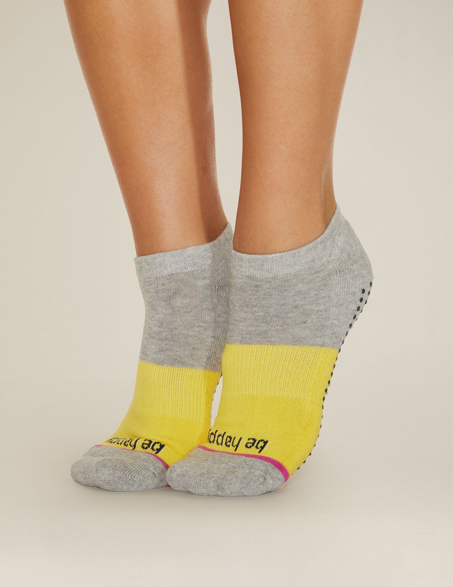 Sticky Be Happy Women's Non-Slip Ankle Grip Socks for Yoga Pilates Comfort