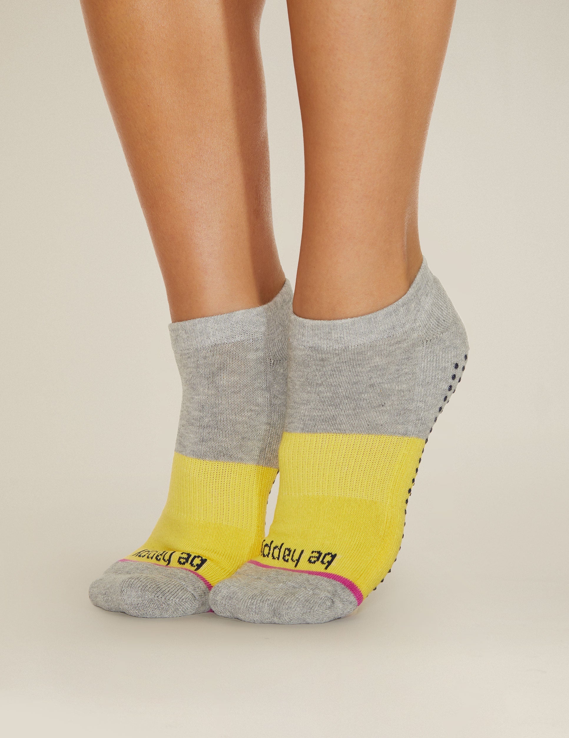 Sticky Be Happy Women's Non-Slip Ankle Grip Socks for Yoga Pilates Comfort