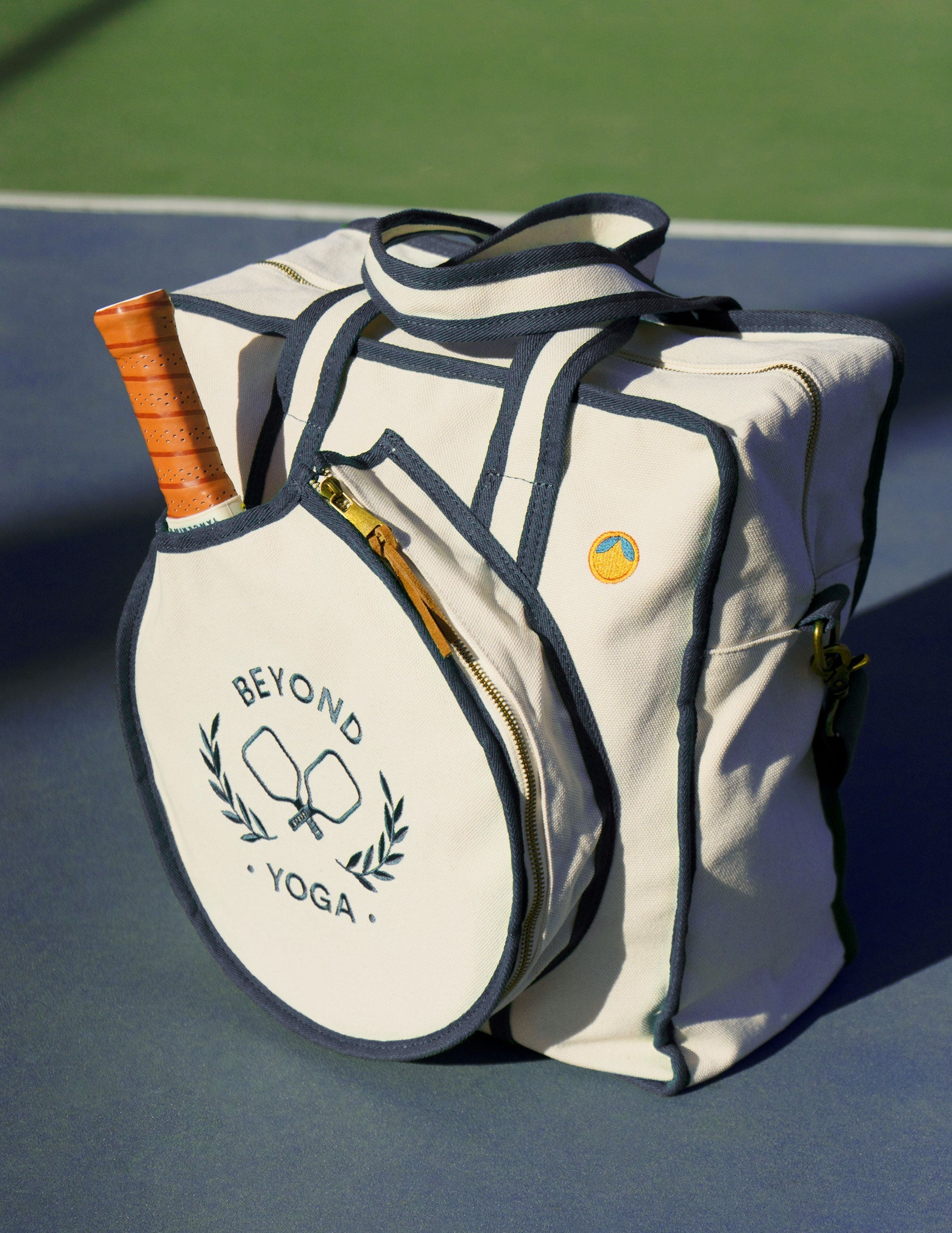Navy Canvas Pickleball Tote Bag by Beyond Yoga: Pouch, Strap, Pockets