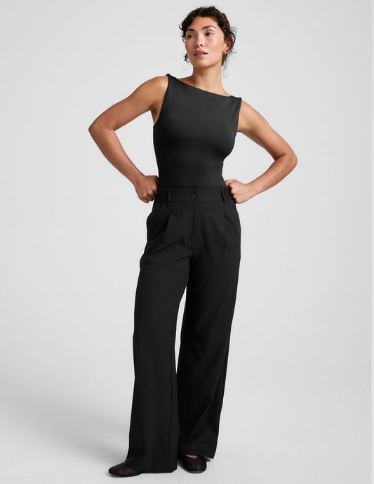 Women's Versatile Wide Leg Trousers: Comfortable Flowy Mid-Rise Pants with Pockets