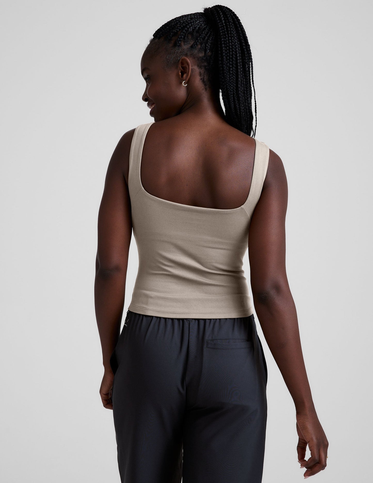 Eclipse Open Back Tank Top: Built-In Bra, Serene Jersey, Stylish Activewear