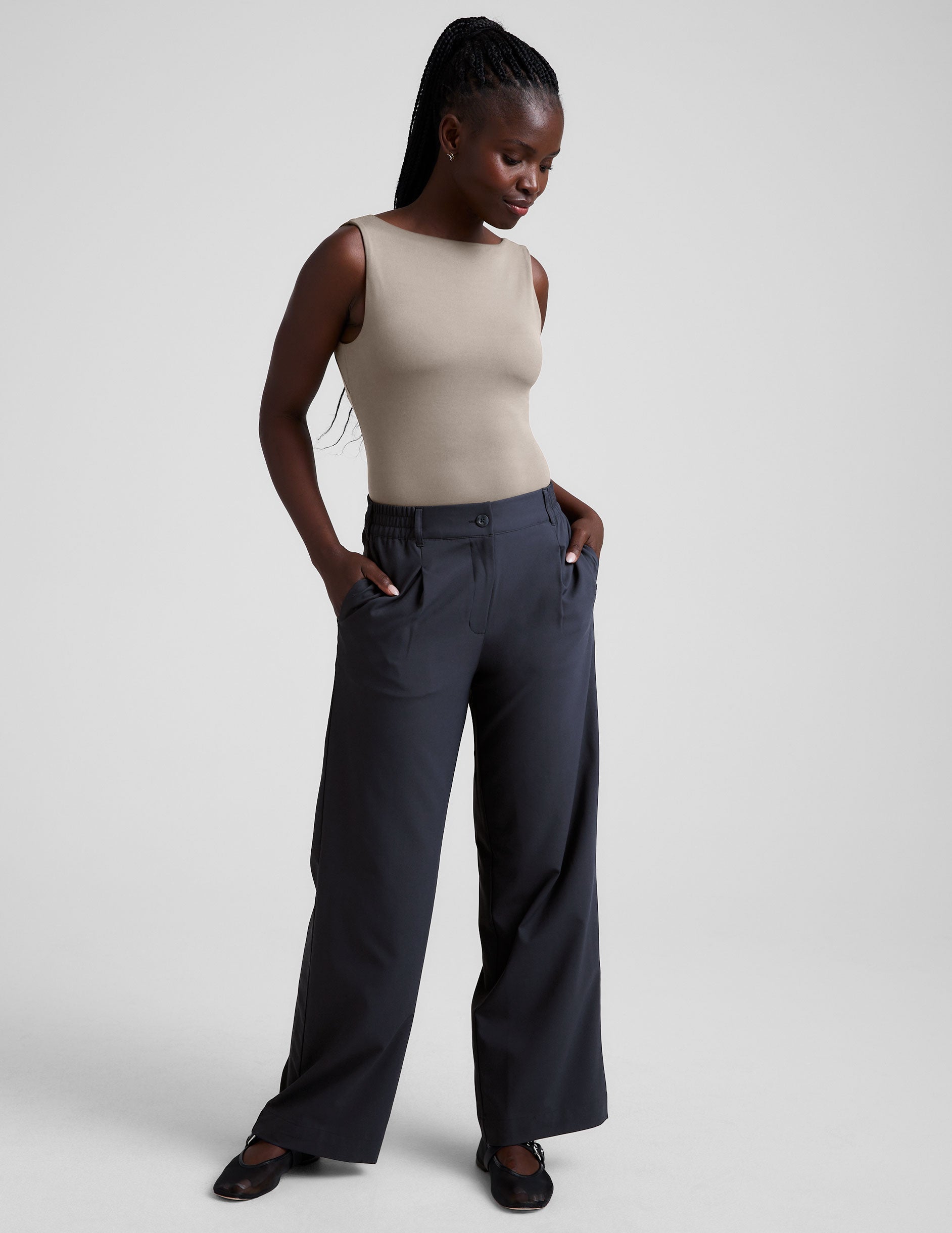 Eclipse Open Back Tank Top: Built-In Bra, Serene Jersey, Stylish Activewear