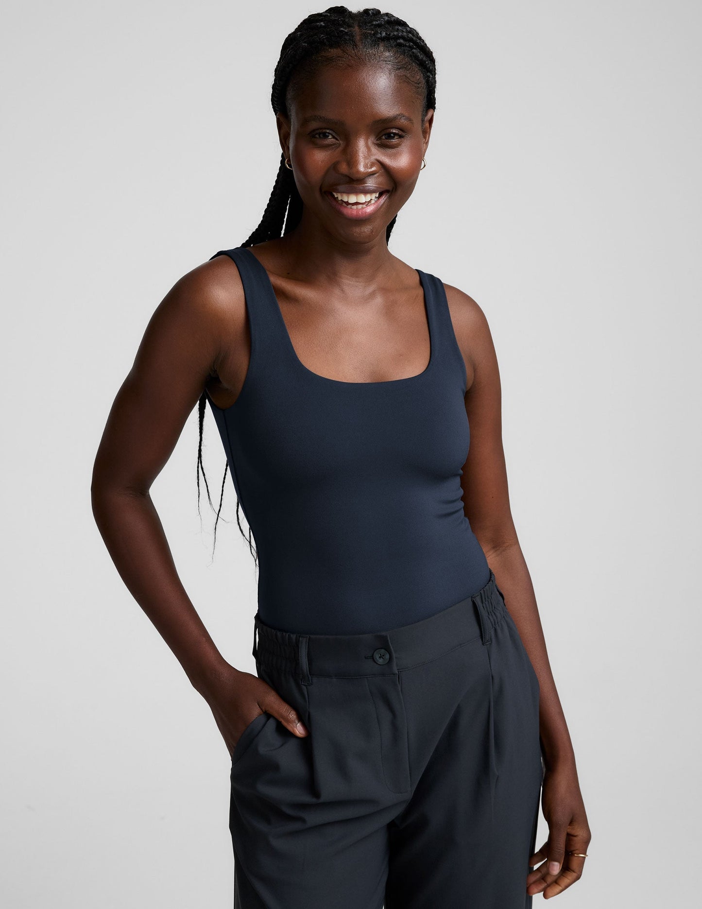 Versatile Women's Double-Layered Square Neck Bodysuit with Snap Closure