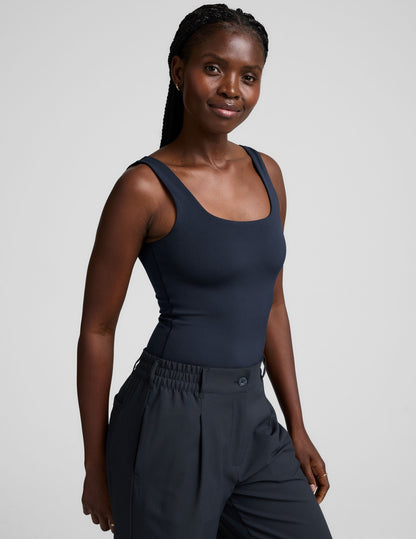 Versatile Women's Double-Layered Square Neck Bodysuit with Snap Closure