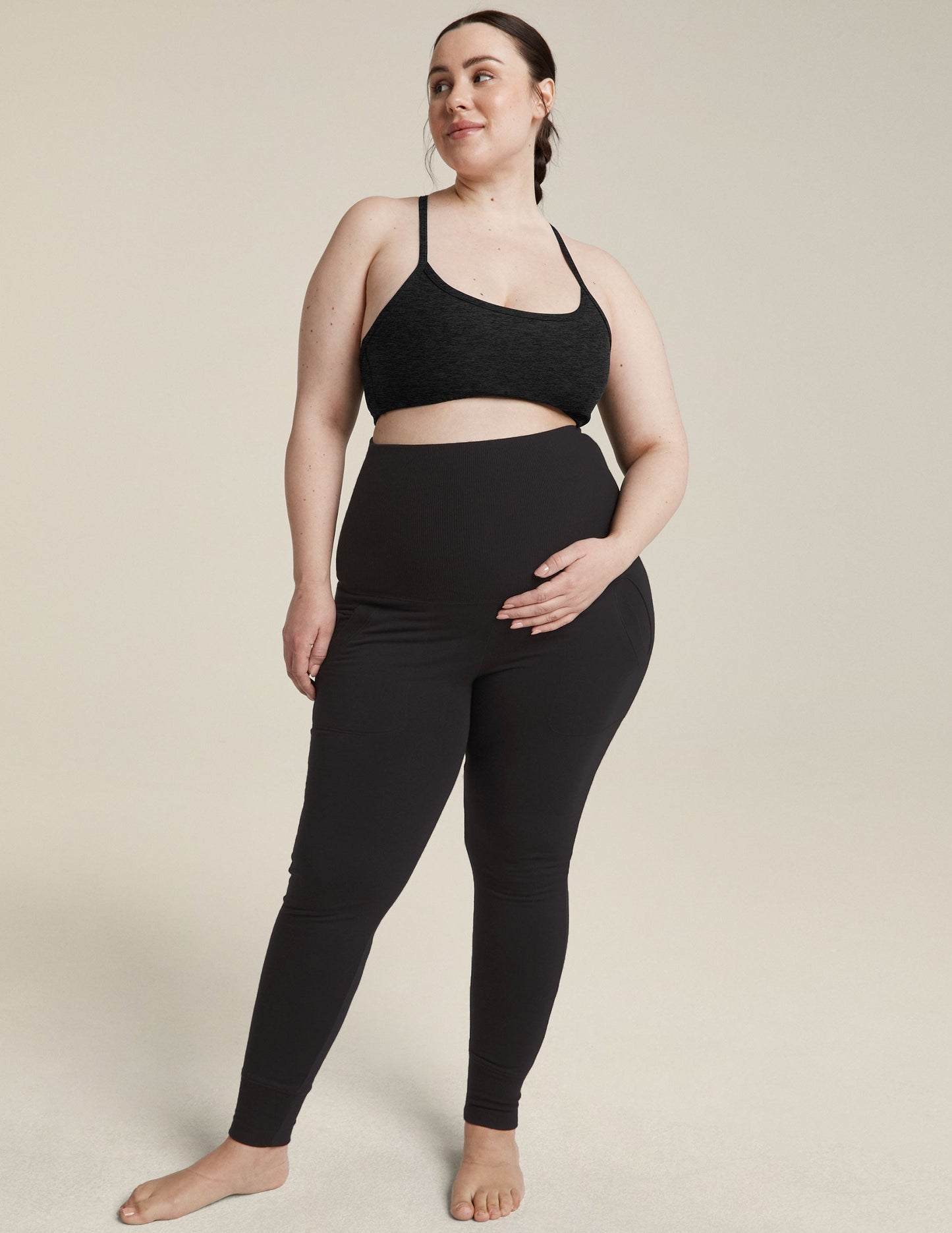 Luxurious Cozy Fleece Maternity Sweatpants: Fold-Over Waistband, Relaxed Fit, Ultimate Comfort