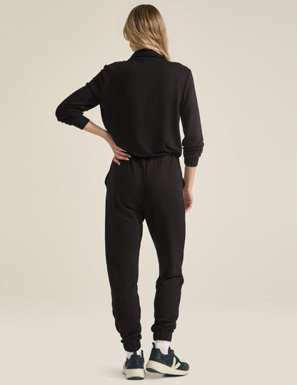 Cozy Fleece Half-Zip Jumpsuit with Pockets and Adjustable Drawstring Waist
