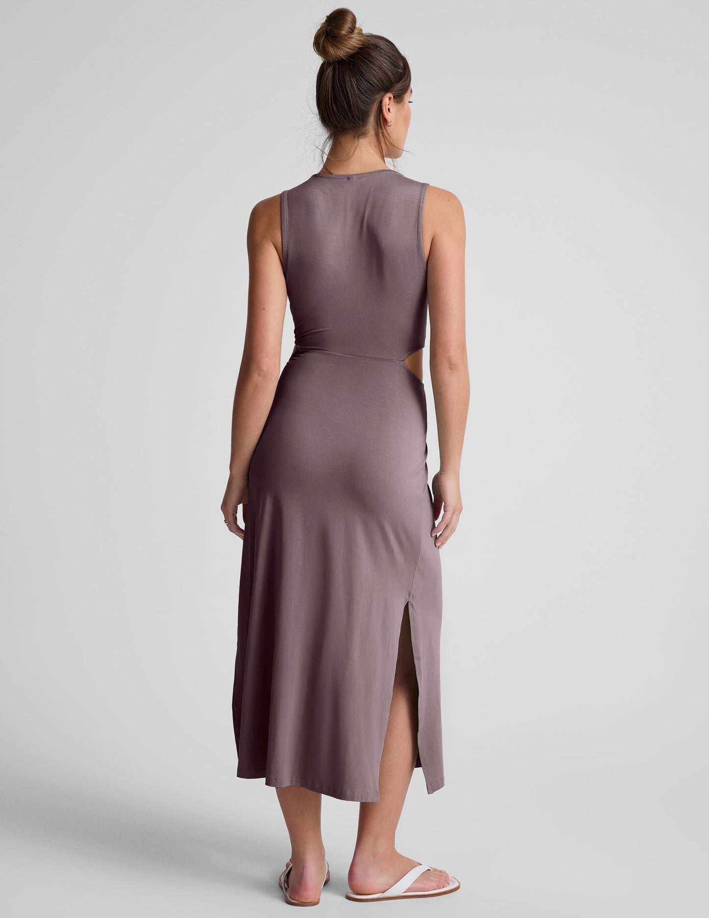 Woodland Brown Twist-Front Midi Dress for Women - Flattering Stretch Jersey