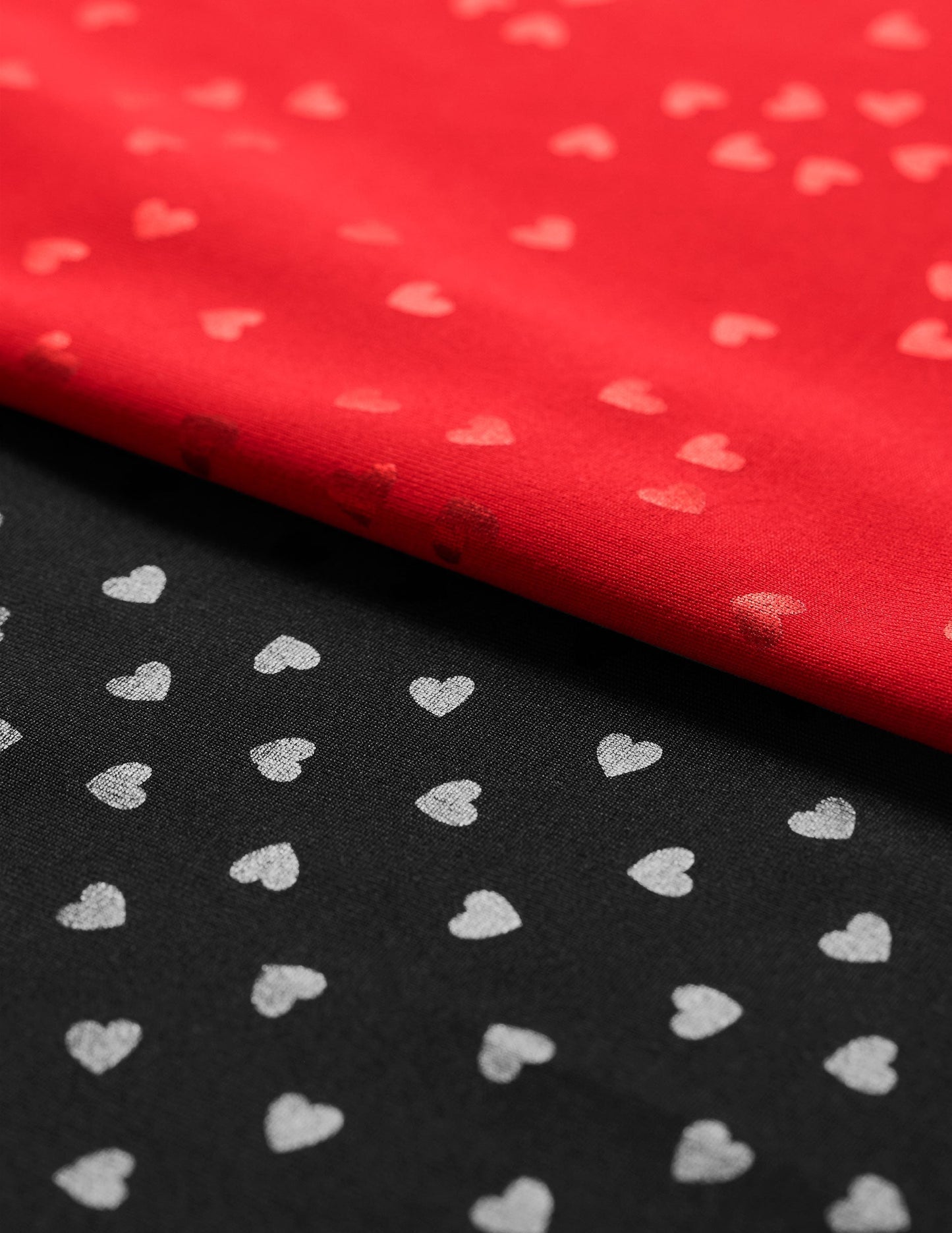 Candy Apple Red PowerShine High-Waisted Midi Leggings with Shimmering Hearts