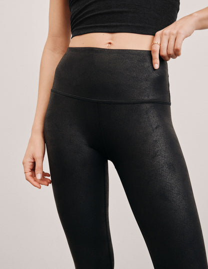 Sleek Faux Leather High-Waisted Midi Leggings: Comfortable, Stylish, and Versatile for Women