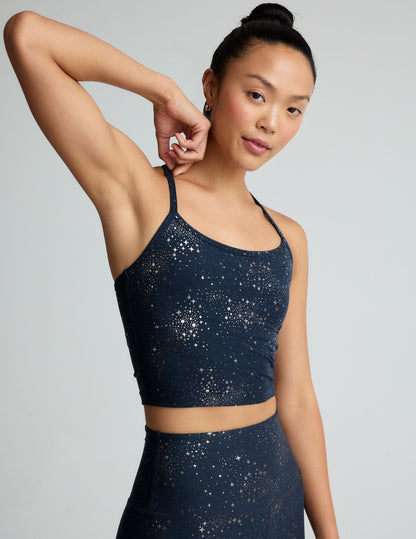 Sparkling Navy Lucky Stars Cropped Tank Top: SoftShine Slim Racerback Style