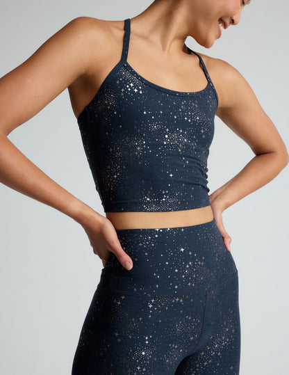 Sparkling Navy Lucky Stars Cropped Tank Top: SoftShine Slim Racerback Style