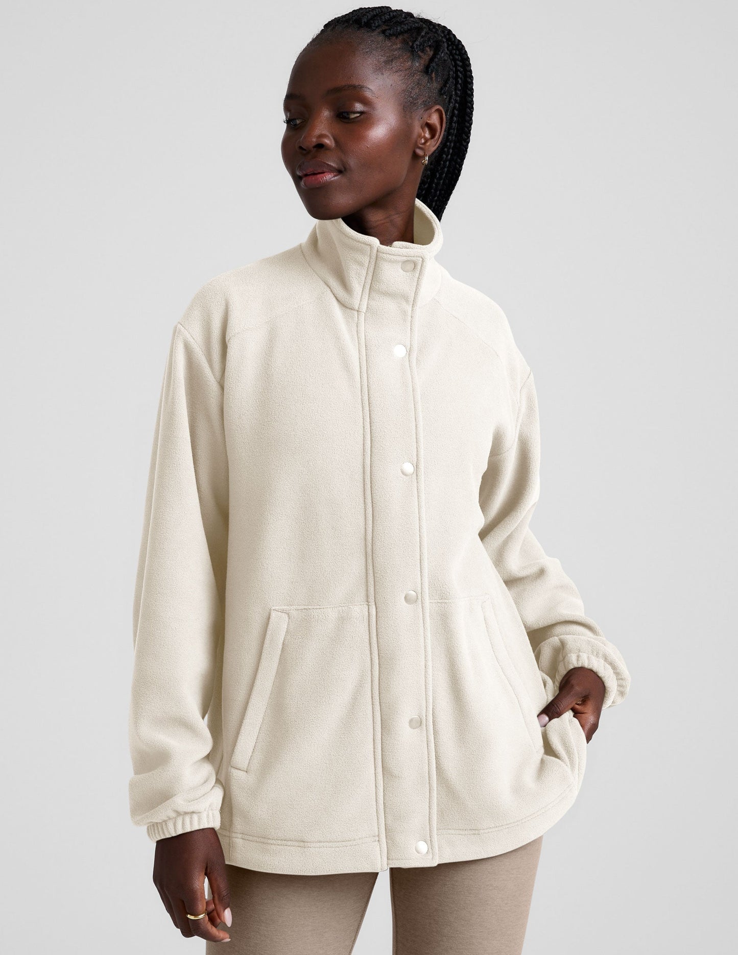 Cozy Fleece Explorer Jacket: Full Zip, Snap Closure & Handy Pockets