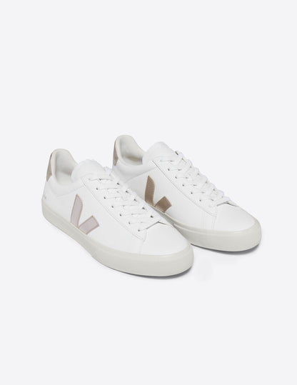VEJA Campo White Platine Sneakers: Eco-Friendly ChromeFree Leather, Stylish Comfort Shoes