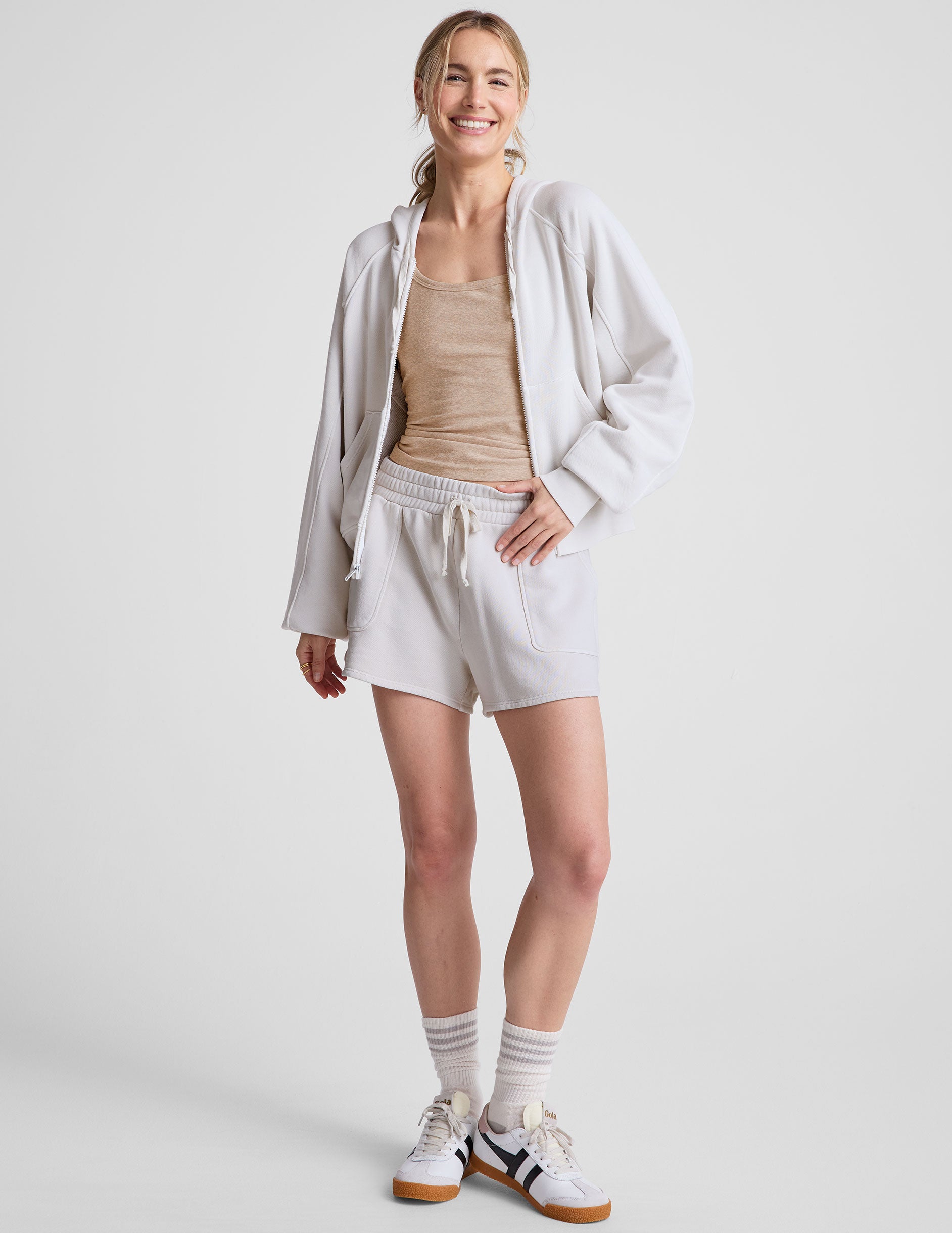 Women's Soft Terry Zip-Up Hoodie: California-Inspired Comfort with Pockets & Drawcords