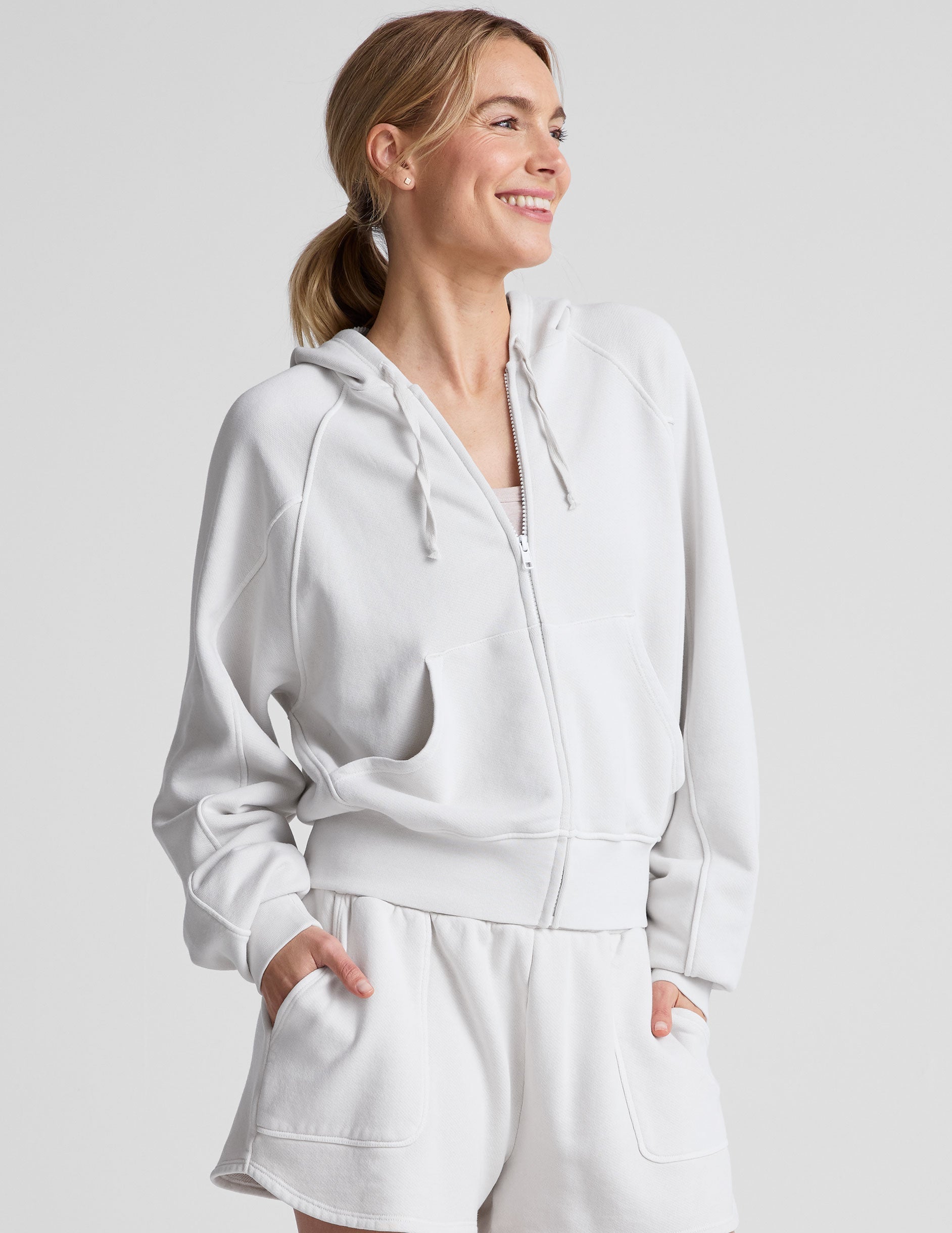 Women's Soft Terry Zip-Up Hoodie: California-Inspired Comfort with Pockets & Drawcords