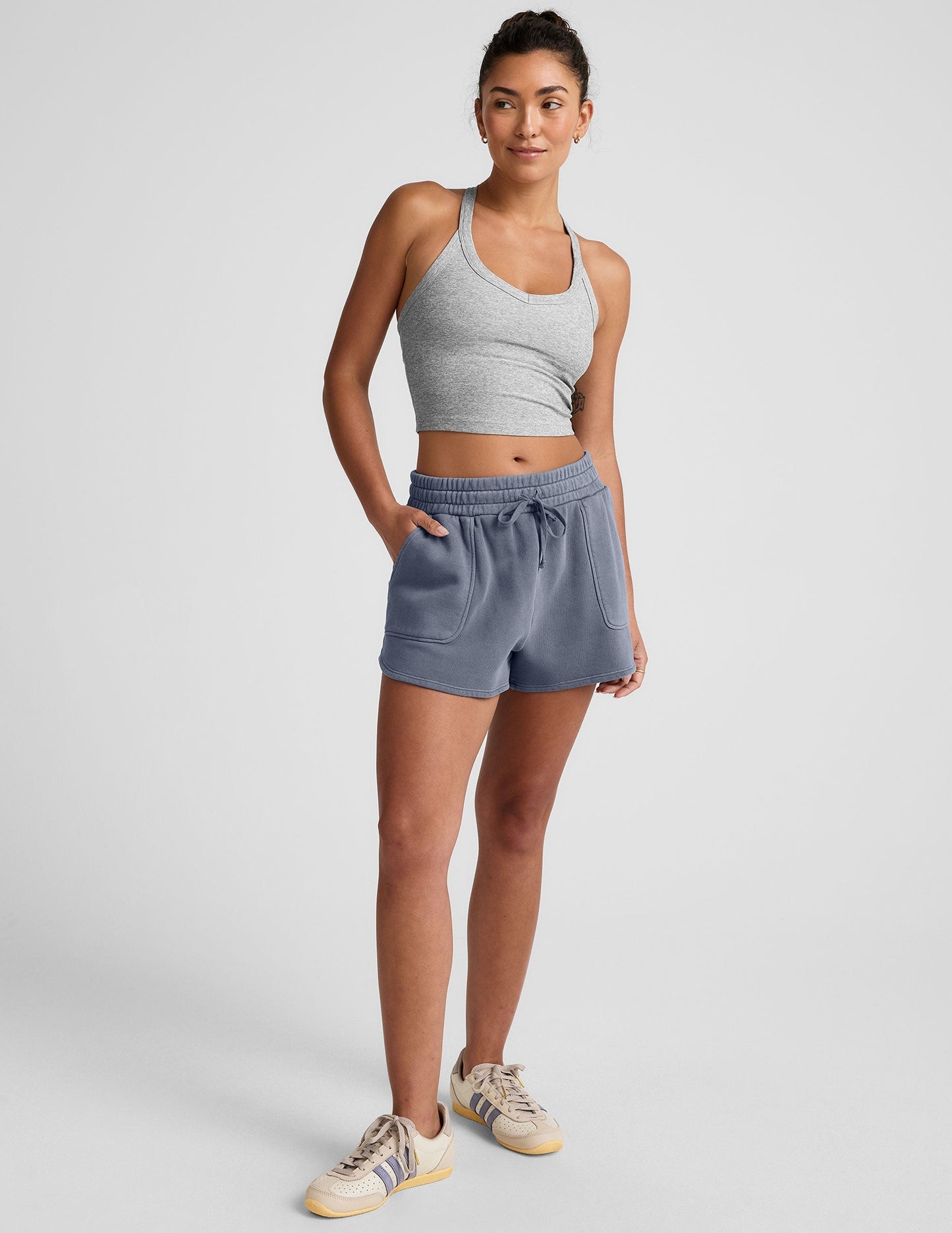 Relaxed Fit Soft Terry Cali Shorts with Elastic Waistband and Pockets