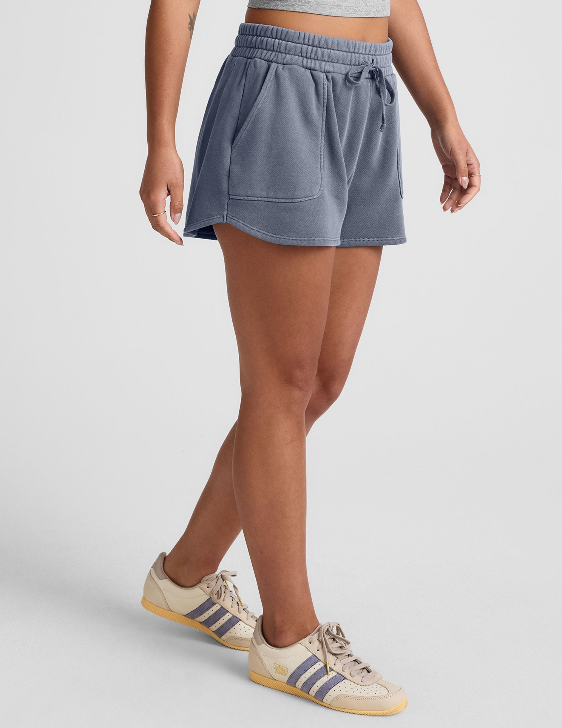 Relaxed Fit Soft Terry Cali Shorts with Elastic Waistband and Pockets