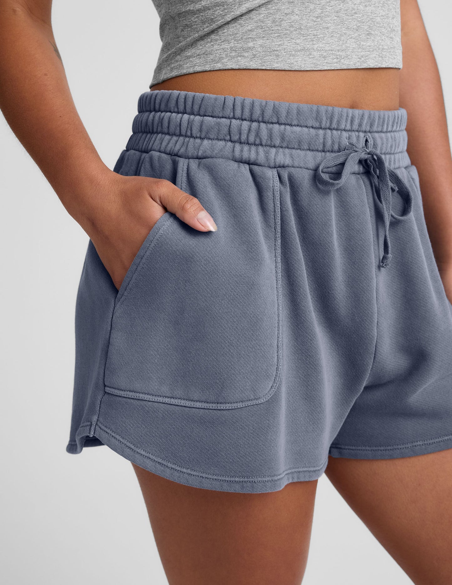 Relaxed Fit Soft Terry Cali Shorts with Elastic Waistband and Pockets