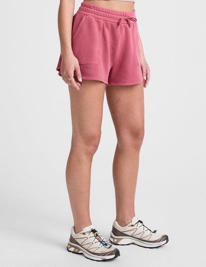 California Comfort Washed Rose Terry Lounge Shorts with Pockets & Drawcord