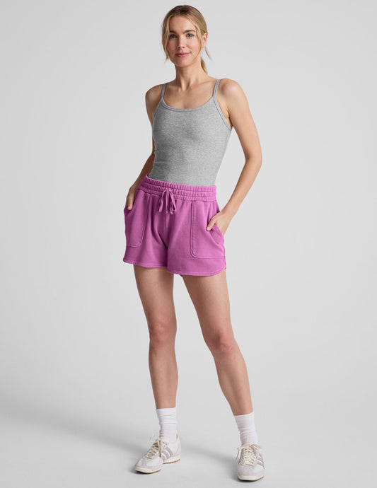 Washed Sunset Violet Cali Terry Drawstring Shorts with Pockets - Relaxed Fit