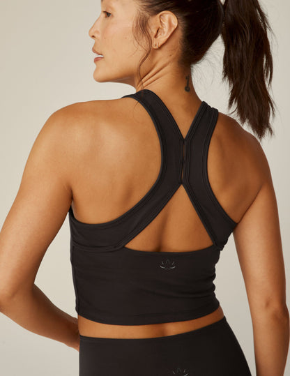 Beyond Yoga POWERBEYOND™ Strive Cropped Tank: Racerback, Medium Support, Black