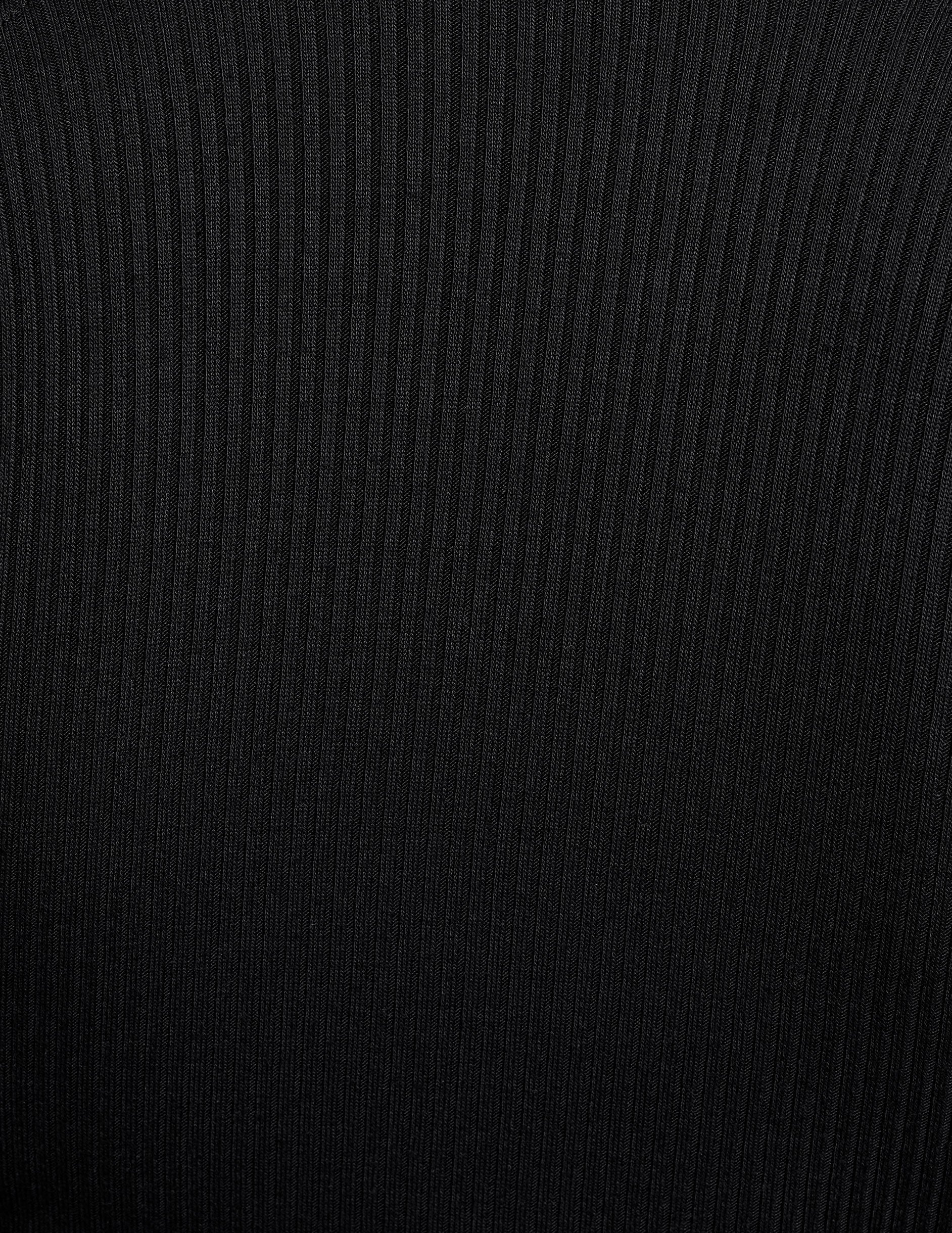Chic Contours Mock Neck Cropped Top: Ribbed, Long Sleeve, Fitted, Black