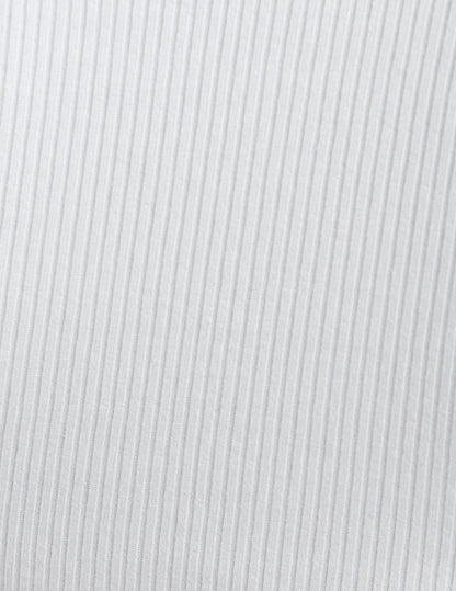 Women's Ribbed High Neck Cropped Tee, Soft Fitted Silhouette Top White