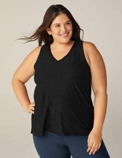 Featherweight Spacedye Plus Size Split Back Tank Top for Women