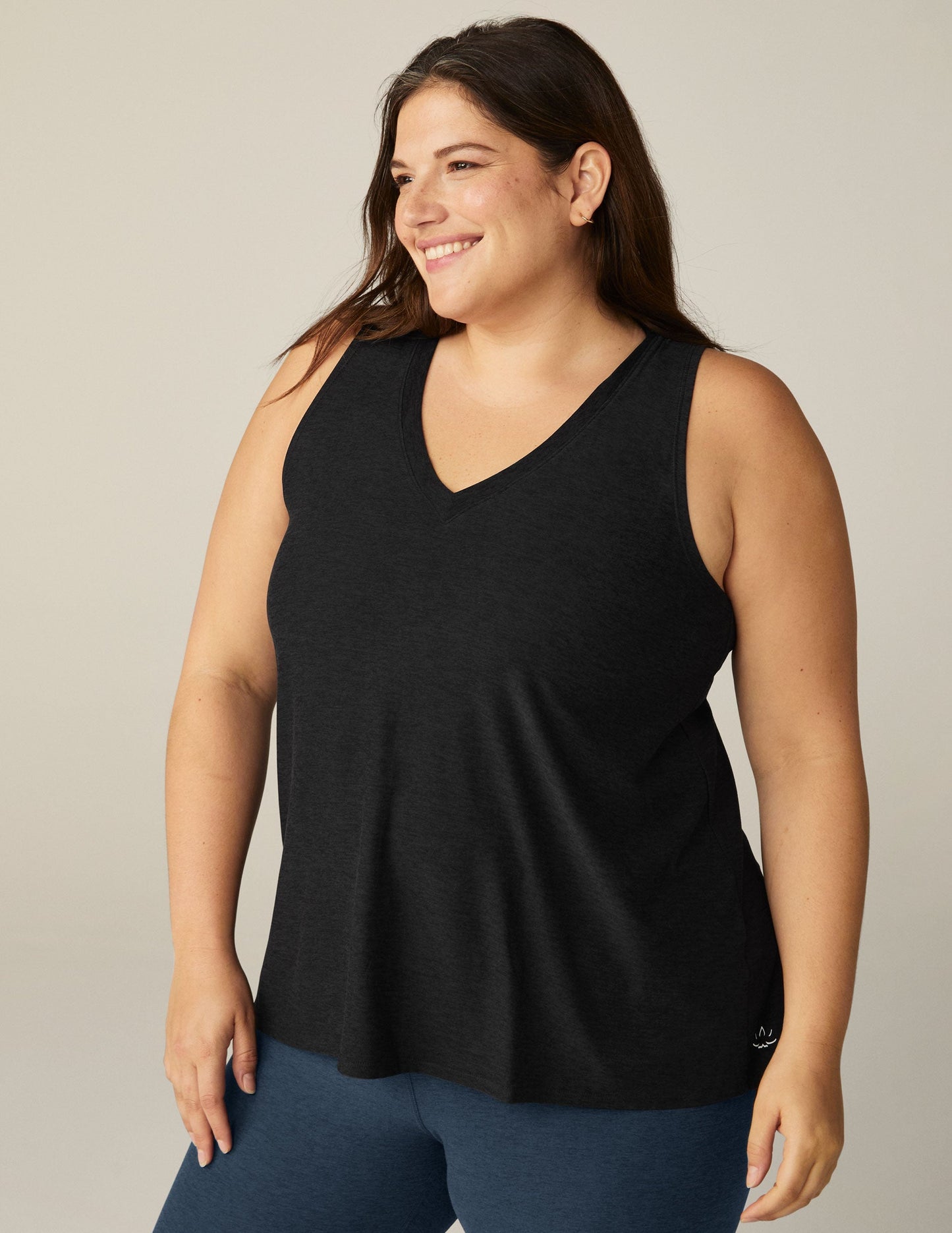 Featherweight Spacedye Plus Size Split Back Tank Top for Women