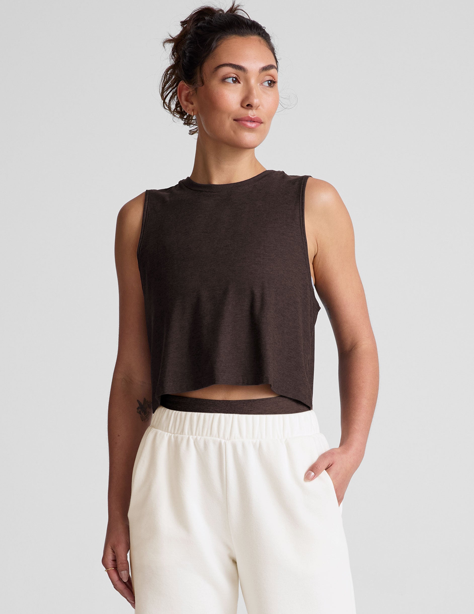 Women's Featherweight Minimal Cropped Tank Top: Lightweight, Relaxed Fit, Moisture-Wicking Comfort