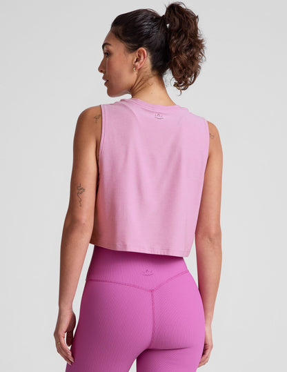 Featherweight Pink Haze Cropped Tank Top - Moisture-Wicking Relaxed Fit