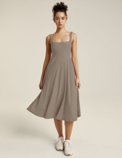 Featherweight Square Neck Midi Dress: Ultra-Soft, Lightweight, Chic, Pockets, Everyday