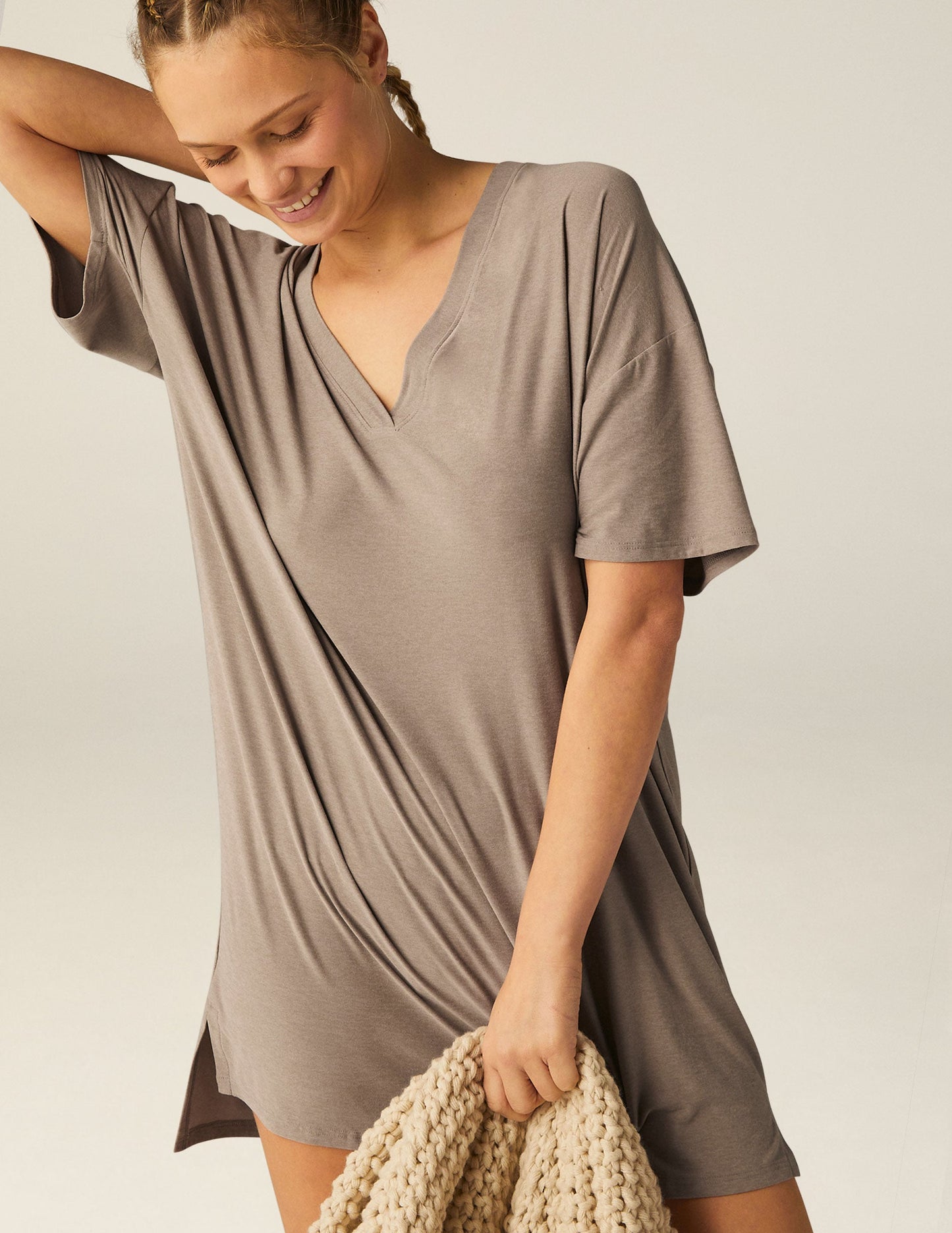 Featherweight V-Neck Oversized Sleep Tee Dress: Ultimate Relaxed Comfort