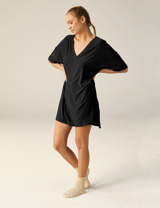 Soft Featherweight V-Neck Oversized Sleep Tee Dress for Ultimate Comfort