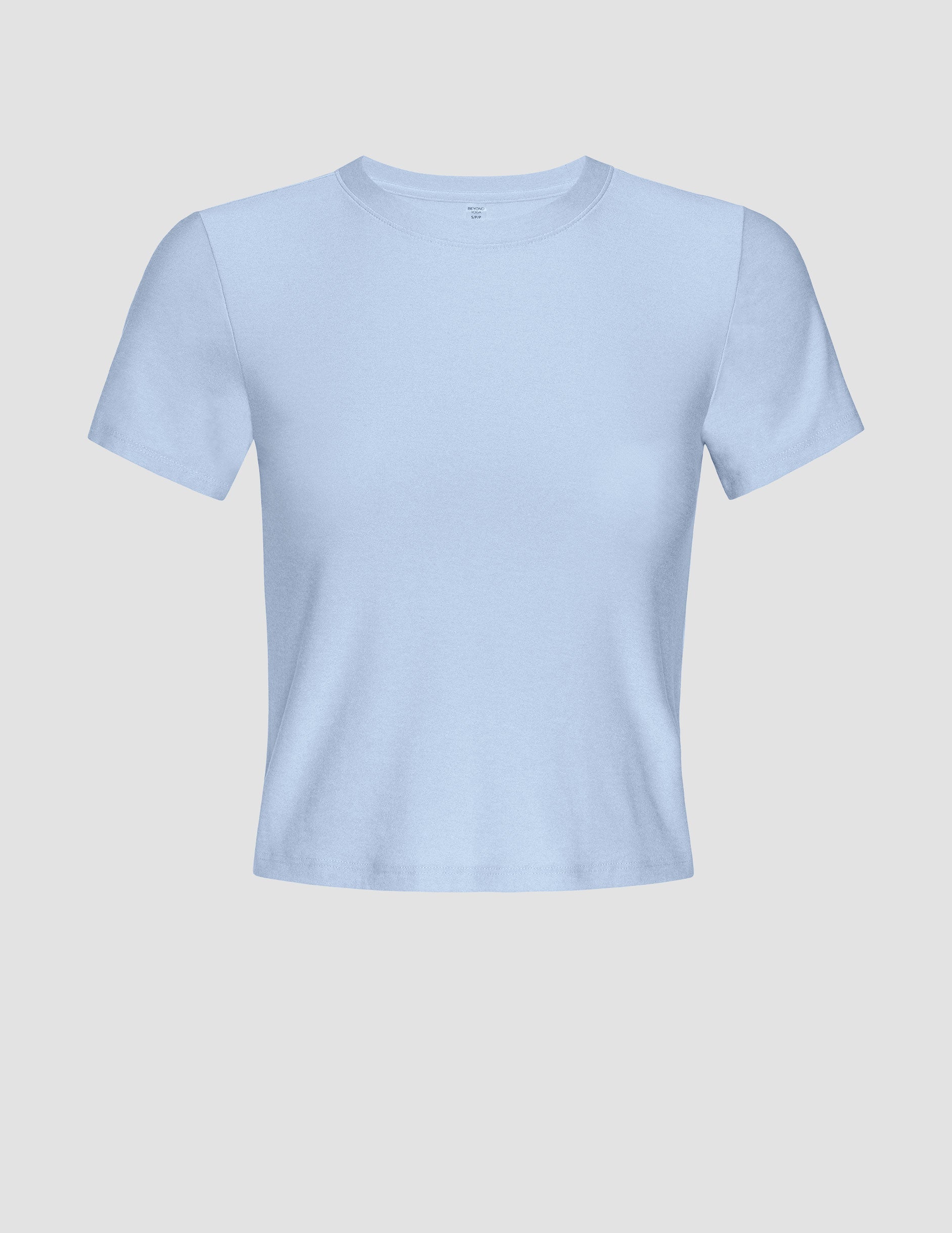Ultra-Soft Featherweight Cropped Tee: Blue Zen Heather Fitted Short Sleeve Top