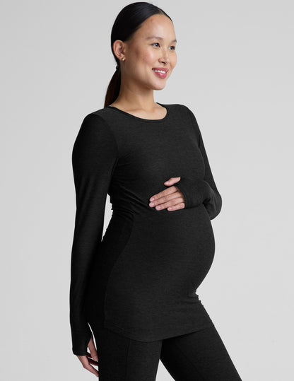 Featherweight Soft Maternity Crew Pullover Long Sleeve Top for Everyday & Yoga