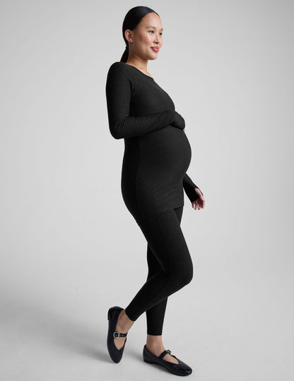 Featherweight Soft Maternity Crew Pullover Long Sleeve Top for Everyday & Yoga