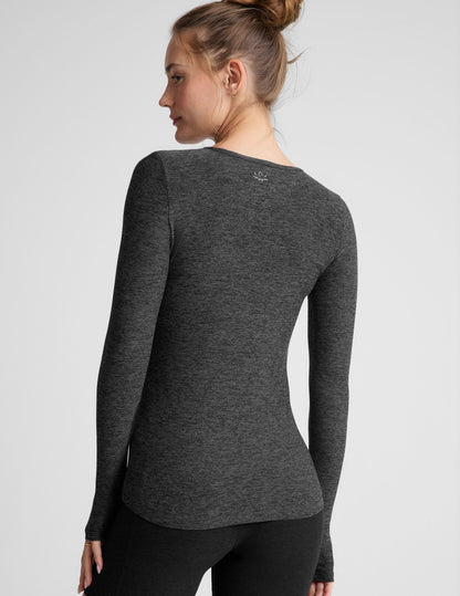 Featherweight Spacedye Classic Crew Pullover Top: Soft, Fitted, Lightweight Comfort