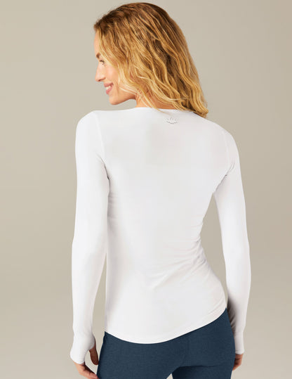 Featherweight Cloud White Long Sleeve Crew Pullover - Supremely Soft Spacedye Fabric