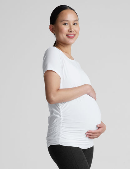 Featherweight Soft Maternity Tee: Ruched Side, Short Sleeve, Ultimate Comfort