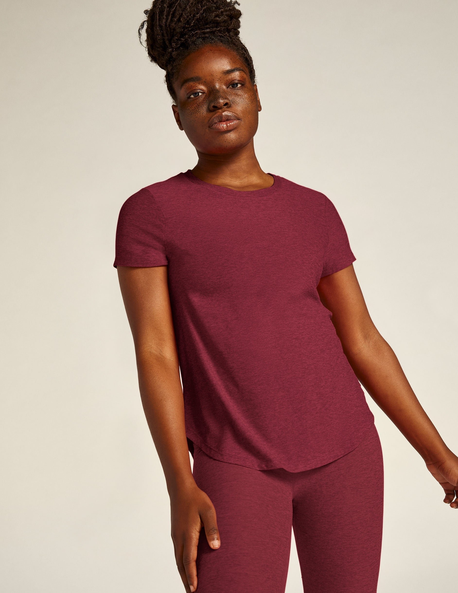 Luxurious Featherweight Spacedye Relaxed Tee: Soft, Lightweight, Curved Hem, Short Sleeve