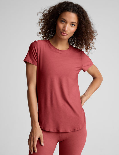 Ultra-Soft Featherweight Down Low Tee: Relaxed Fit, Curved Hem, Short Sleeve Top