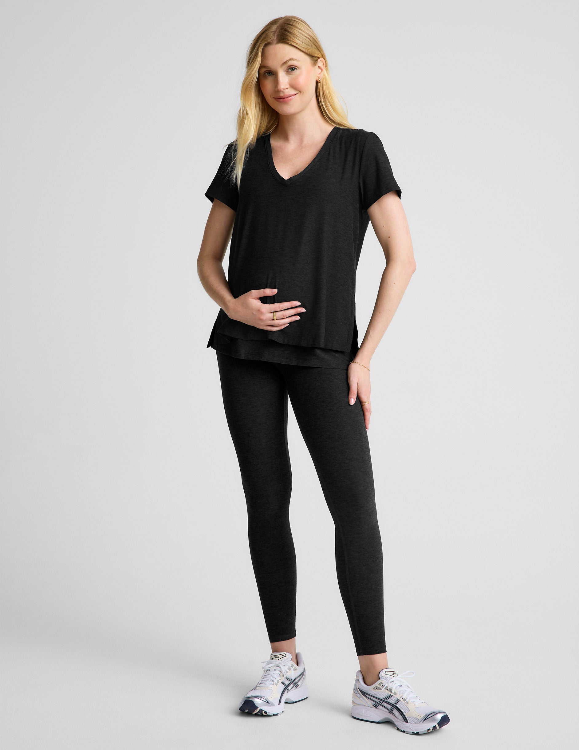 Ultra-Soft Featherweight V-Neck Maternity Nursing Tee for Cozy Coverage
