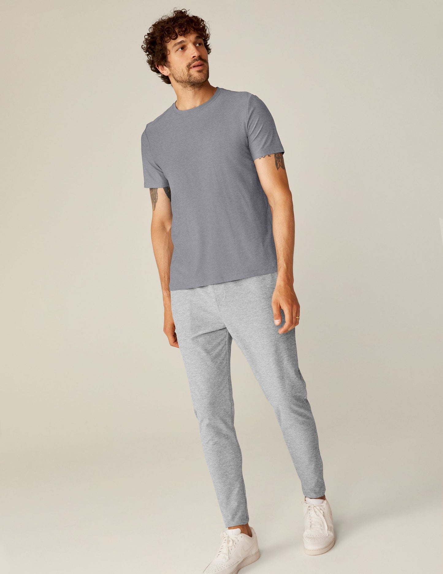 Men's Cloud Gray Heather Crew Tee Featherweight Spacedye Relaxed Fit T-Shirt